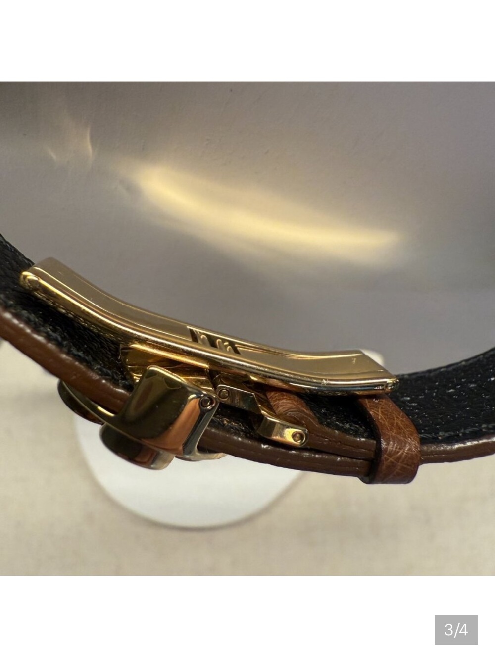 Louis Vuitton Ostrich Leather Dark Brown Bracelet with Stud Details - Picture 3 of 5